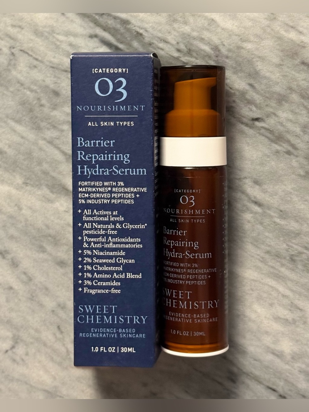 Sweet Chemistry O3 Nourishment Barrier Repairing Hydra-Serum BNIB 1 fl oz/30ml
